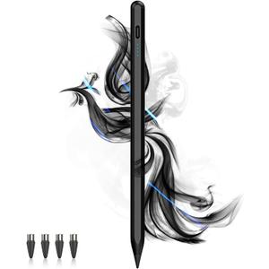 Stylus Pens for Touch Screens Power-Display Tablet Pen POM Tip Magnetic Digital Touch Pen Compatible with iPhone/iPad/iPad Pro/Lenovo/and Other iOS/Android Smartphone and Tablet Devices (Black)