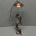 iBorn Metal Bird Feeders Brushed Copper Wild Bird Feeder for Outdoors Hanging All Metal Brushed Copper Finishing 14 Inch 6 Port(Seed is not Included)