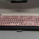 EWEADN V20 Typewriter Keyboard Wireless,104 Keys Typewriter Style Mechanical with White Backlit, Media Knob, White Switch 2.4G/Bluetooth/USB-C Retro Full Size Keyboard for Windows/Mac/PC-Dark Pink