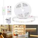 WOBANE Warm White LED Strip, Dimmable LED Light Strips with RF Remote and ETL Listed Adapter, 16.4ft Flexible Tape Lights for Kitchen,Under Cabinet,Bedroom, 3000K,300 LEDs Rope Light