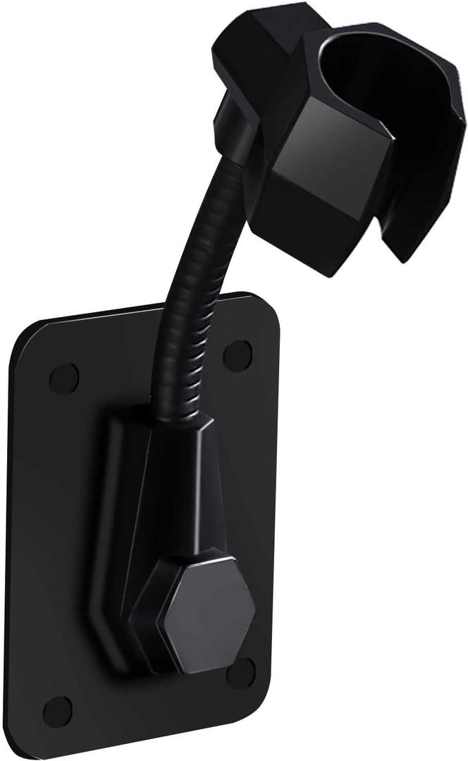 Shower Head Holder Strong Adhesive 360 Degree Rotatable Adjustable Handheld Shower Wand Holder Wall Mount Bracket for Bathroom (Black)