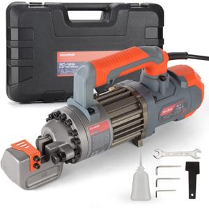 5/8 Inch Electric Hydraulic Rebar Cutter, Portable Rebar Cutter, Cutting up to 4-16mm #5 Rebar, Cutting Speed 1-1.5S 1000W RC16B (Grey + Orange)