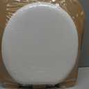 Mayfair Padded Toilet Seat with Chrome Hinges, Soft Vinyl over Wood Core Seat, Made in USA, Round, White