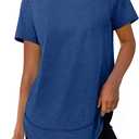 Womens Workout Tops Short Sleeve Shirts with Sun Protection Trendy Spring Summer Outfits S-3XL (XX-Large, 05 Navy Blue)