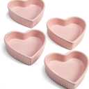 Paris Hilton Heart Shaped Ramekin Set, Mini Ceramic Ramekins, Oven Safe Baking Dishes, Dishwasher Safe, Stoneware Made without PFOA, 4-Piece Set, Pink