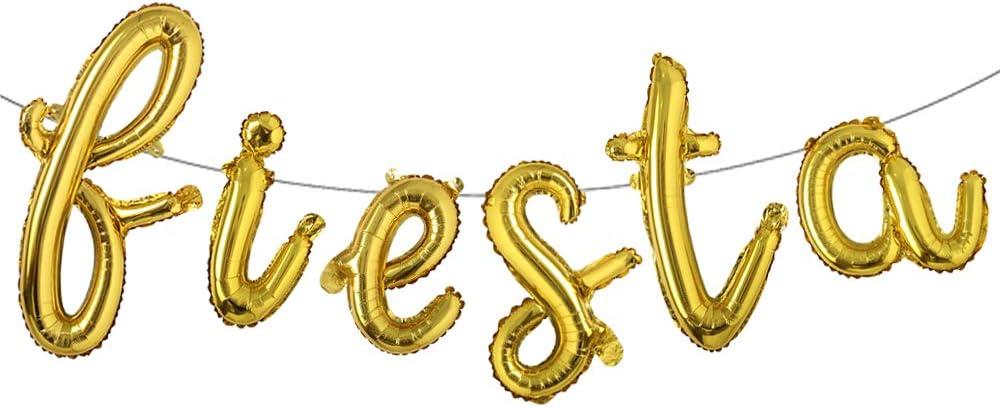 16 inch Set of 6 Balloons Mexican Party Decoration Fiesta Party Decoration Fiesta Balloons Party Supplies Wedding Birthday (L FIESTA Gold)
