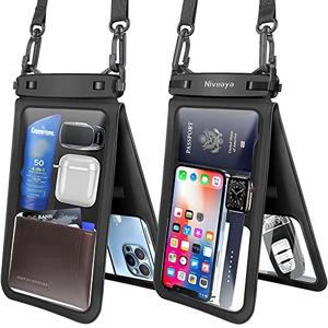 Niveaya [Up to 10.5"]Waterproof Phone Pouch - 2 Pack, Waterproof Phone Lanyard Case with iPhone 16/15/14/13/12 Pro Max up to 9.5", Phone Dry Bags for Vacation Beach Pool Kayak Cruise Travel Essentials