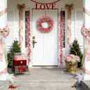 idyllic 6 Ft Valentine's Day Pink & Red Flower Wreath Decorations, Artificial Floral Garland with Bendable Stems for Front Door Mantel Table Bedroom Wedding Decor