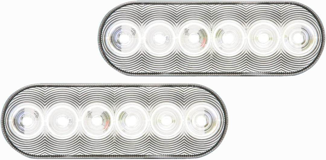 Optronics 2 Pack 6" Oval Clear 6 LED Back Up Light 2 Pin Connection BUL12CB