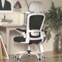 Mimoglad Office Chair, Comfy Desk Chair - High Back Ergonomic Computer Chair with Adjustable Lumbar Support & Headrest, Flip-up Armrests for Guitar Playing, Swivel Task Chair for Home and Office (Matte Black)