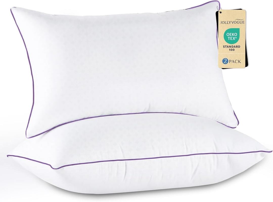 JOLLYVOGUE Pillows King Size Set of 2, Washable Supportive Bed Pillows with Super Soft Down Alternative Fill, Luxury Fluffy Hotel Quality for Side, Back, and Stomach Sleepers