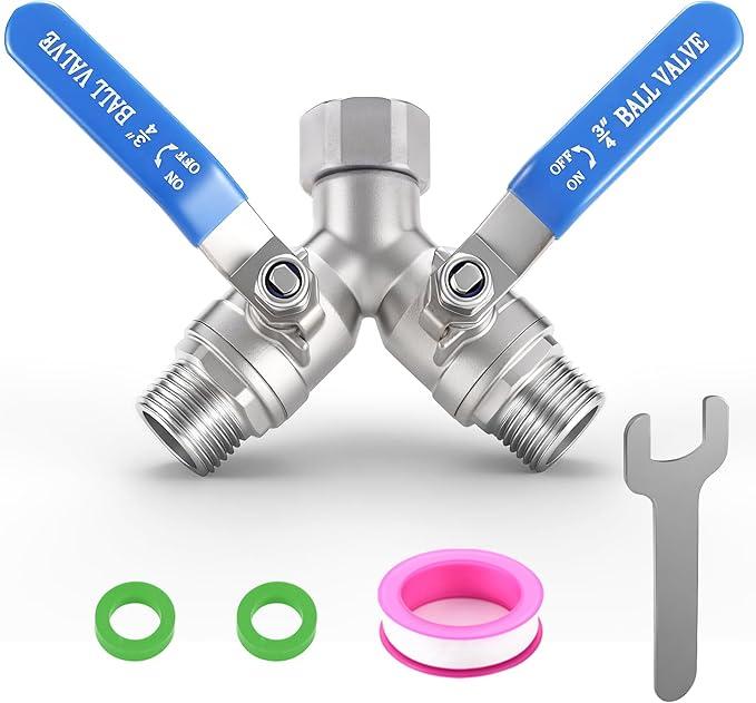 304 Stainless Steel Garden Hose Splitter 2 Way Heavy Duty, Full Flow Hose Y Splitter with Long Handle,Lead-free Y Valve Water Garden Hose Adapter,3/4" GHT Threads