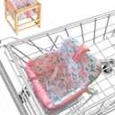 Shopping Cart Cover for Baby Girl, High Chair Cover for Restaurant, Padded, Hygienic Grocery Cart Seat Cover & Swing Insert with Safety Harness & Pockets, Machine Washable (Pink)
