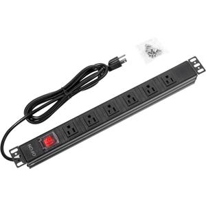 19" 1U Rack Mount PDU Power Strips 6 or 8 Outlet Mountable Power Strip, Wall Mount Outlet Power Strip Heavy Duty, Wide Spaced 15A 125V 1875W, 6 FT SJT 14AWG Power Cord (6FT) (6 Outlet)