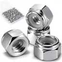 100 Pack 1/4"-20 Inch Lock Nuts, Premium Paterial Nylon Embedded Locking Nut, Hardware Nuts Suitable for Use in Industries, Furniture and Construction.