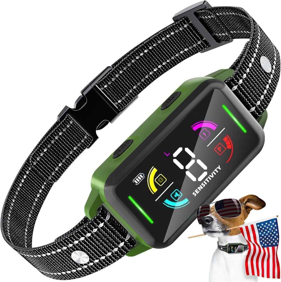 Ultrasonic Dog Bark Collar, Bark Collar for Large Medium Small Dogs, Automatic Stop Bark Collar, IP67 Waterproof & Rechargeable Anti Bark Collar for Dogs with 8 Sensitivity & 4 Modes Beep Vibration