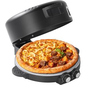 12" Electric Pizza Oven-Countertop Pizza Maker with Timer &Temperatures Control, Perfect for Pizzas/Pancake/Quesadillas/Cookies (black)