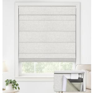 LazBlinds No Drill Roman Shades for Windows, Cordless Blackout Window Shades with UV Protection, Polyester Fabric for Bedroom & Living Room, 30" W x 64" H, Natural