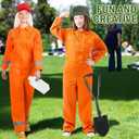 Lasnten 8 Pcs Halloween Couple Costume for Adults Prisoner Costume Accessories Include Shovel Hat Kettle Square Towel for Comedy Movie Cosplay Party Dress up