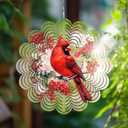 Cardinal Wind Spinners Garden Yard Decor Gift for Women Men, 12 Inch Outdoor Metal 3D Wind Spinner, Stainless Steel Hanging Wind Catchers Kinetic Sculpture for Outside Decoration