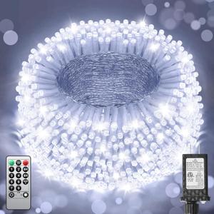 355FT 900 LED Christmas Lights, Extra Long Outdoor String Lights Waterproof, Timer & Memory, 8 Modes Dimmable Plug in Fairy Lights for Classroom Outside Tree Wedding Holiday Decorations, Cool White