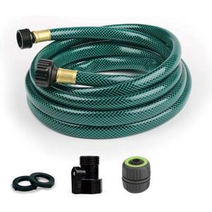 Garden Hose Durable for Patio Cleaner: Heavy Duty 15 FT 1/2 Inch PVC Hose with GHT Fittings for High-Pressure Watering Tasks (Green)