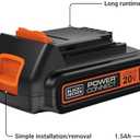 BLACK+DECKER 20V MAX Battery, 1.5Ah Lithium Ion Battery, Extended Runtime, Compatible with Tools, Outdoor Equipment and 20V Vacuums (LBXR20)