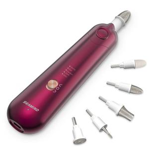 Professional Manicure Pedicure Set - Cordless Electric Foot Nail Care Trimmer Buffer Tools - 5 Speeds, Rechargeable, Thick Nails (Red)