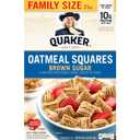 Quaker Oatmeal Squares Breakfast Cereal, Brown Sugar, 21oz Family Size Box (EXP 04/11/27)