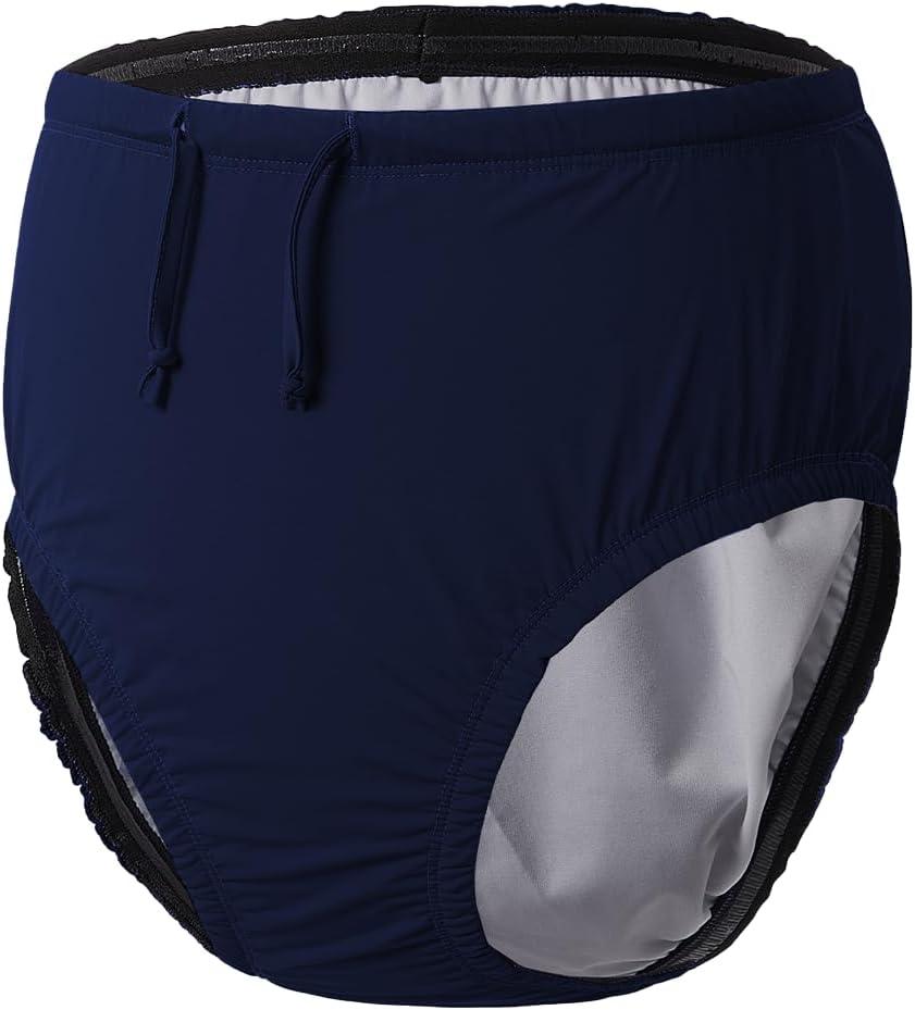 Adult Reusable Swim Diapers Special Needs Swimwear for Incontinence Cloth Diaper Covers Waterproof,Leakproof, Unisex (Navy, XL)