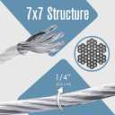 Houseables 1/4 Cable, Wire Rope, 1/4" OD, 0.149" ID, 7x7 Braided, Coated Cable, Vinyl Coated Wire Rope, Clothes line, Clothesline, Aircraft, Tension, Galvanized Metal, Steel, Plastic Covered, 250 Feet (Silver)
