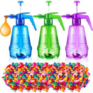 Junkin 3 Pcs Water Balloon Pump with 1000 Balloons, 3 in 1 Air and Water Balloon Inflator Portable Filling Station for Summer Themed Parties, Random Color