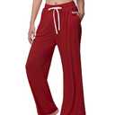 Veseacky Christmas Womens Pajama Pants Cozy Soft Sleepwear Loose Fit Elastic Waist Bottoms with Pockets(Wine Red,M)