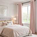 100% Blackout Shield Linen Blackout Curtains for Bedroom 108 Inches Long, Back Tab/Rod Pocket Living Room Drapes, Thermal Insulated Blackout Curtains 2 Panels Set, 50" W x 108" L, Blush Pink