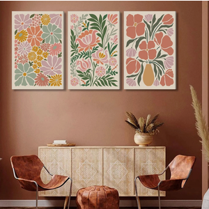 Boho Flower Botanical Paint Room Home Decoration 3 Pack