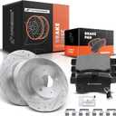 A-Premium 11.09 inch (282 mm) Rear Drilled and Slotted Disc Brake Rotors + Ceramic Pads Kit Compatible with Acura and Honda Models - Accord 2008-2017, TSX 2009-2014, 6-PC Set