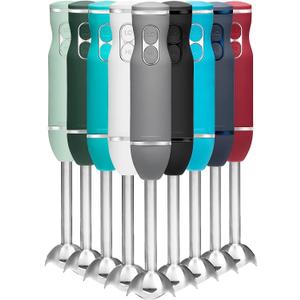 Chefman Immersion Stick Hand Blender with Stainless Steel Blades, Powerful Electric Ice Crushing 2-Speed Control Handheld Food Mixer, Purees, Smoothies, Shakes, Sauces & Soups, Grey