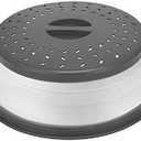 Microwave Splatter Cover Collapsible Microwave Cover for Food, Easy Grip Fruit Drainer BPA-Free Dishwasher Safe 10.5 inch,Grey