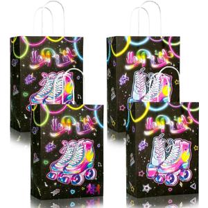 16 Pieces Roller Skates Goodie Bags Favor Bags for Roller Skating Themed Birthday Party Supplies, Watercolor Roller Skate Gift Candy Roller Skate Party Favors Bags for Kids Adults
