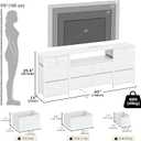 VERMESS 63 Inch 12 Drawers Long Dresser for Bedroom, Chest of Drawers, TV Stand with LED & Power Outlets, Entertainment Center with Storage Shelves, TV Unit for Living Room, for 65, 70 Inch TV, White