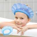 kair Baby Kids Bath Visor Soft Adjustable Silicone Toddler Children Shower Cap Hair Washing Hat Keep Kids Shield Water Out of Eyes & Ears Head Circumference 17"-24" (Blue, More Than 24 Months)