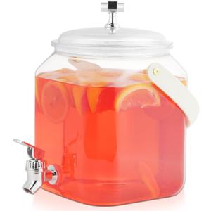 1 Gallon Beverage Dispenser - Leak proof Juice Dispenser Sealed Plastic Lemonade Dispensers with Anti-Rust Lids Drink Jug for Parties Home Kitchen Camping with Spigot1 Packs