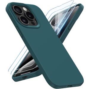 for iPhone 15 Pro Case Liquid Silicone Slim Shockproof Protective Cover 6.1 Inch Anti-Scratch Drop Protection, Blackish Green