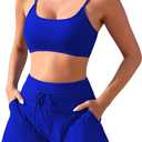 Pink Queen 2 Piece Bathing Suits for Women Adjustable Strap Top Drawstring High Waisted Bikini Shorts Swimsuit with Pockets (X-Large, Sapphire Blue)