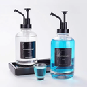 Molimoli Hand Bathroom Soap Dispenser Set, Glass Mouthwash Dispenser for Bathroom, Dish Soap Dispenser for Kitchen Sink, Soap Dispenser Pump, 500ml/16.9 Oz, Set of 2, Black