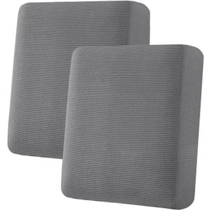 H.VERSAILTEX Super Stretch Individual Seat Cushion Covers Sofa Couch Slipcover Sets Thick Jacquard Textured Twill Fabric (2 Piece Medium Covers, Grey)