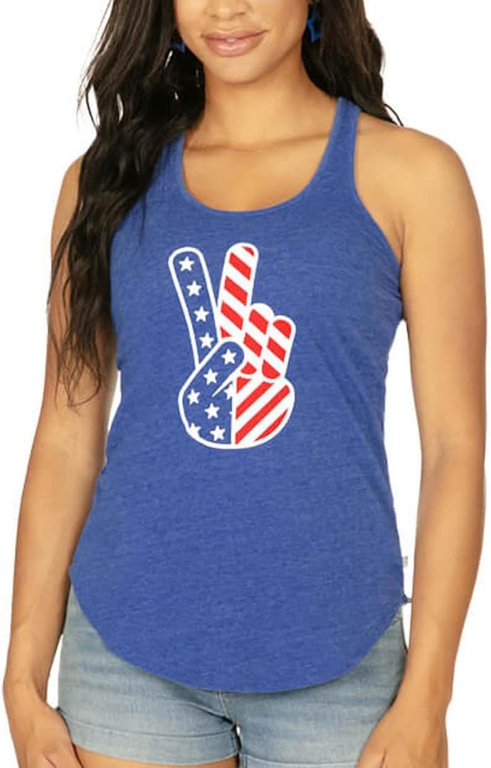 Tipsy Elves Womens 4th of July Tank Tops Cute Patriotic American Flag Shirt Sleeveless July Fourth Outfits (Blue)