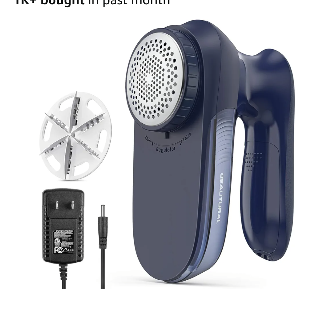 BEAUTURAL Sweater Fabric Shaver Home-Edition, Powerful & Efficient Lint Remover for Clothes and Furniture, AC Adapter or Battery Powered Pill Fuzz Remover, Special for Your Family Ultramarine