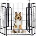 Dog Playpen,Portable Outdoor Dog Fence, Dog Playpen for Large/Medium/Small Dogs, Dog Fences for The Yard,with Doors Foldable Metal (32 inch, 06 Panels)