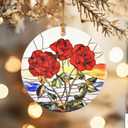 7 x Christmas Ornaments, 2.8in Ceramic Birth Flower Ornament, Xmas Decor, Christmas Tree Ornaments, Xmas Decorations for Tree, Holiday Ornament, Birth Flower Gifts, Gift Ideas, Gifts for Women - June